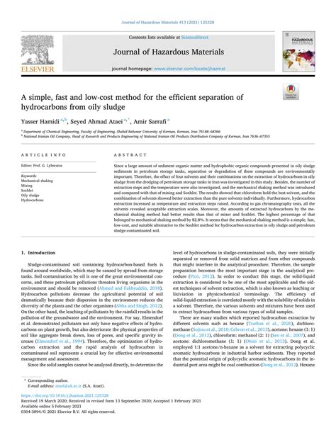 Oily Sludge Separation Iran|A simple, fast and low.